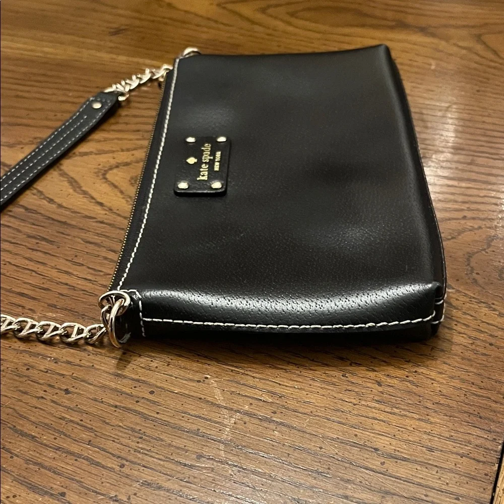 Kate Spade‎ Black Leather Zip Chain Baguette Bag